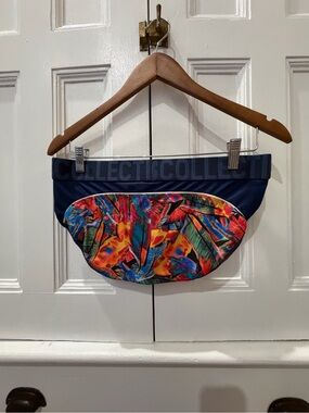 Collectif Navy Belt Bag with Vibrant Tropical Print